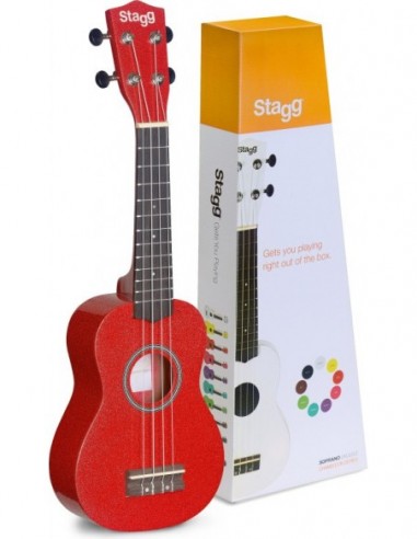 Red soprano ukulele with basswood...