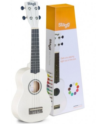 White soprano ukulele with basswood...
