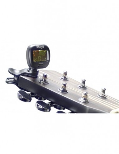 Black automatic chromatic clip-on tuner