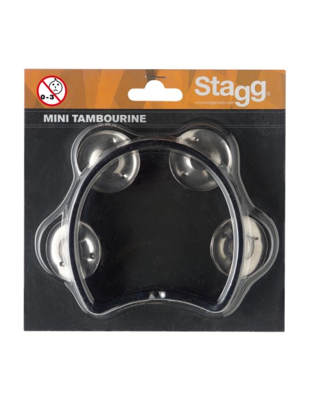 Plastic cutaway mini tambourine with 4 jingles