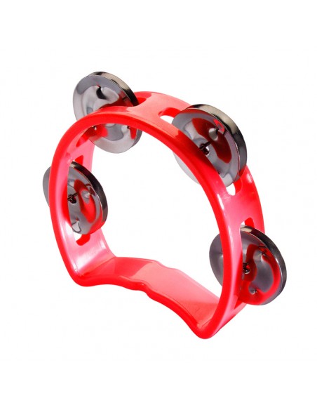 Plastic cutaway mini tambourine with 4 jingles