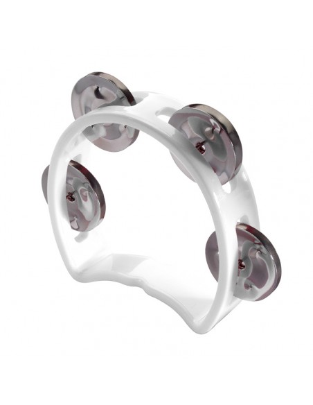 Plastic cutaway mini tambourine with 4 jingles