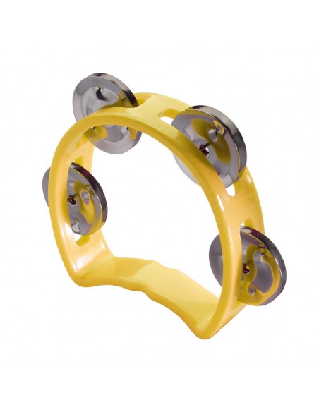 Plastic cutaway mini tambourine with 4 jingles