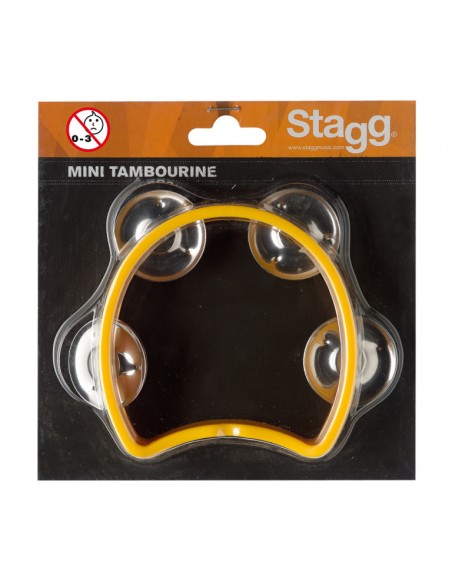 Plastic cutaway mini tambourine with 4 jingles