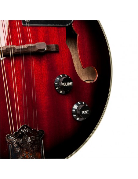 Redburst acoustic-electric bluegrass mandolin with nato top