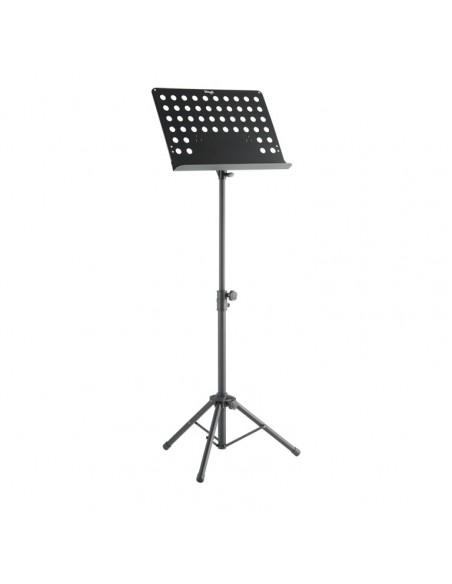 Basic orchestral music stand with metal music rest (+punched holes)