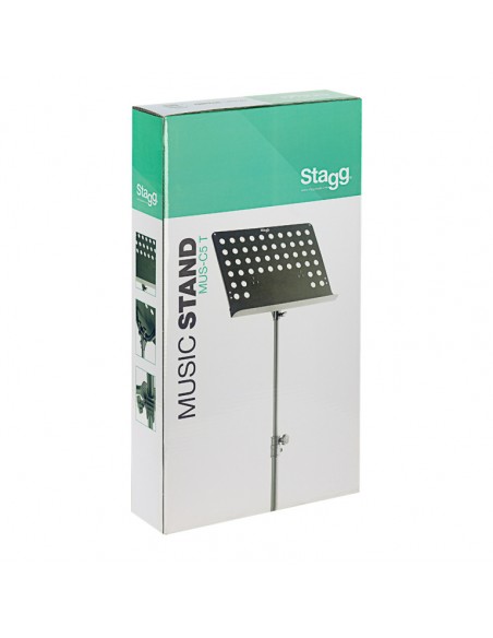 Basic orchestral music stand with metal music rest (+punched holes)