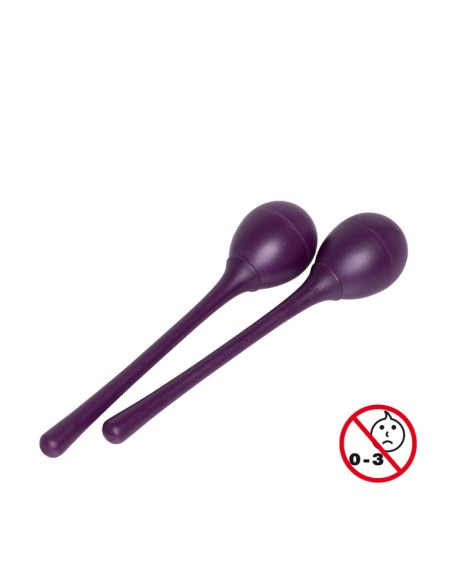 Pair of long handled plastic egg maracas