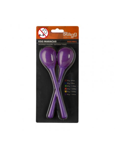 Pair of long handled plastic egg maracas