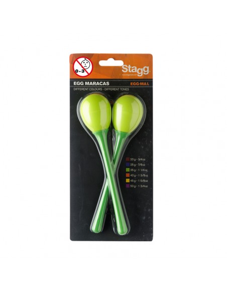 Pair of long handled plastic egg maracas