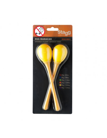 Pair of long handled plastic egg maracas