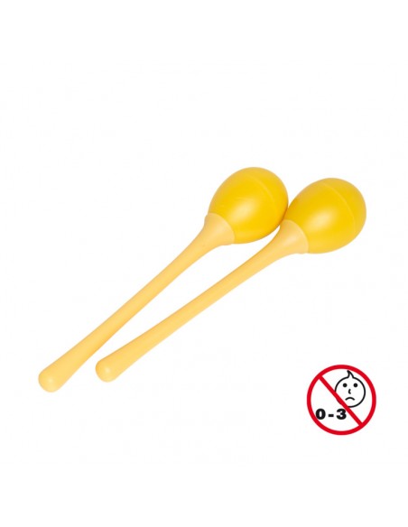 Pair of long handled plastic egg maracas