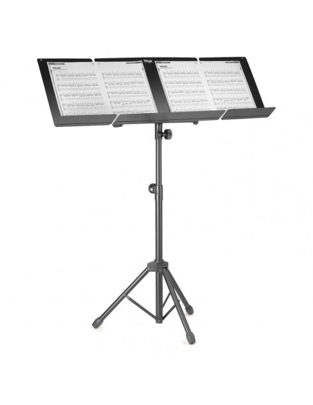 Orchestral music stand with plain metal music rest and expandable sides