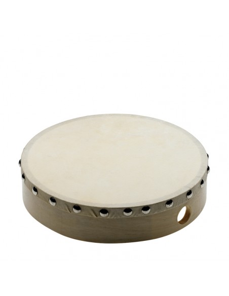 8" pre-tuned wooden hand drum with rivetted skin