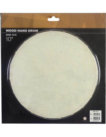 10" pre-tuned wooden hand drum with rivetted skin