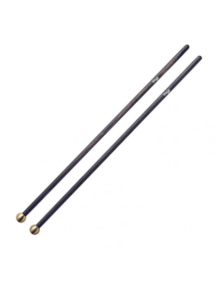 Pair of maple bell mallets with spherical brass head