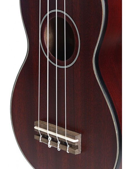 Traditional soprano Ukulele with solid mahogany top, in black nylon gigbag