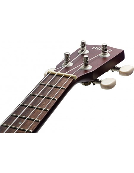Traditional soprano Ukulele with solid mahogany top, in black nylon gigbag