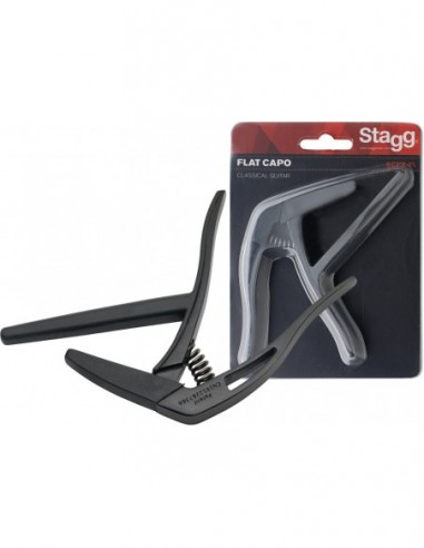 Flat "trigger" capo for classical guitar
