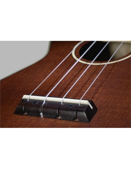 Electro-acoustic soprano Ukulele with solid Mahogany-A top, in black nylon