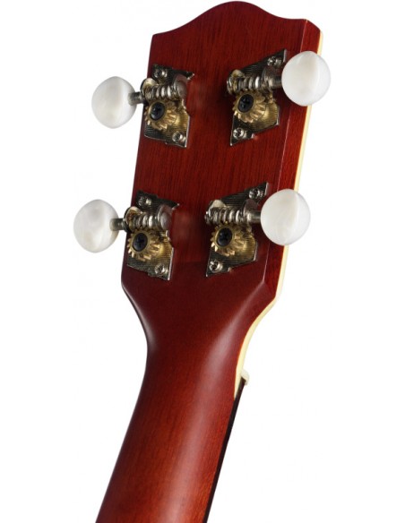 Electro-acoustic soprano Ukulele with solid Mahogany-A top, in black nylon