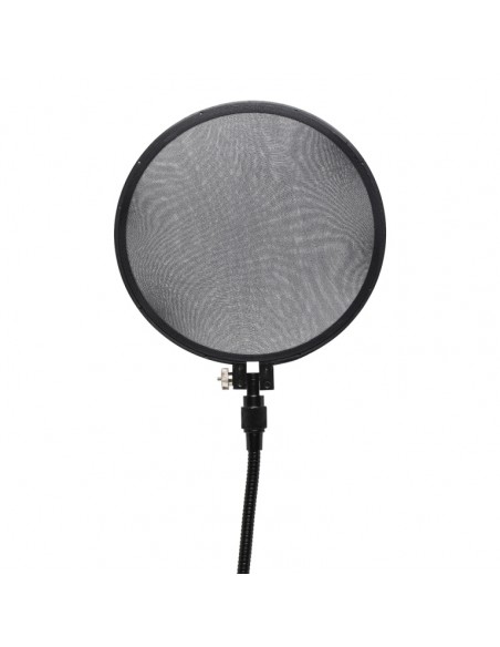 Fully adjustable pop screen for studio condenser microphone