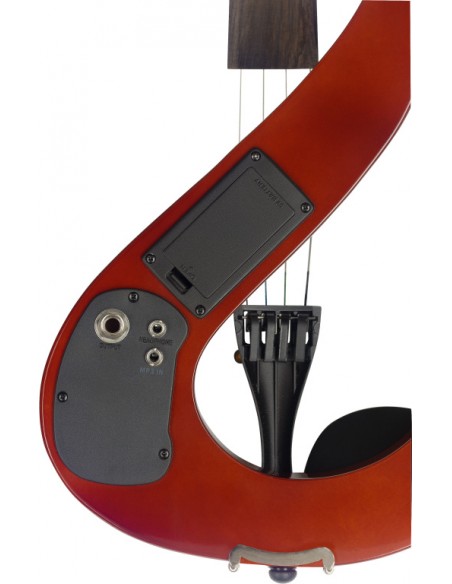 4/4 electric violin set with S-shaped violinburst-coloured electric violin, soft case and headphones