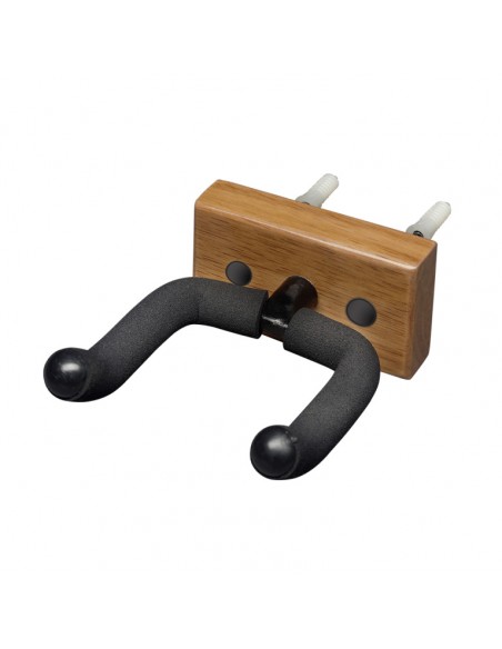 Wall-mounted guitar holder with rectangular wooden base