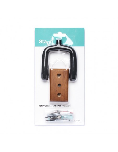 Wall-mounted guitar holder with rectangular wooden base