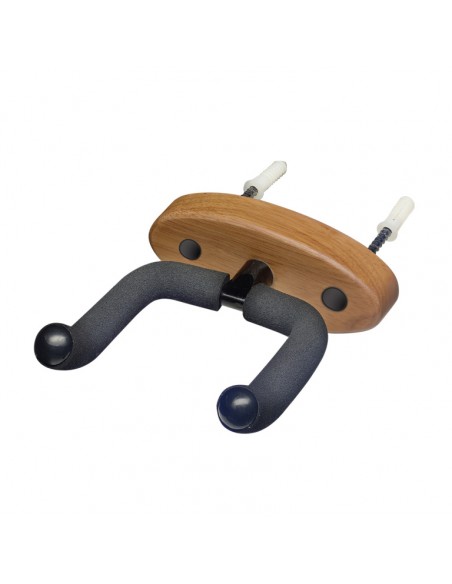 Wall-mounted guitar holder with oval wooden base