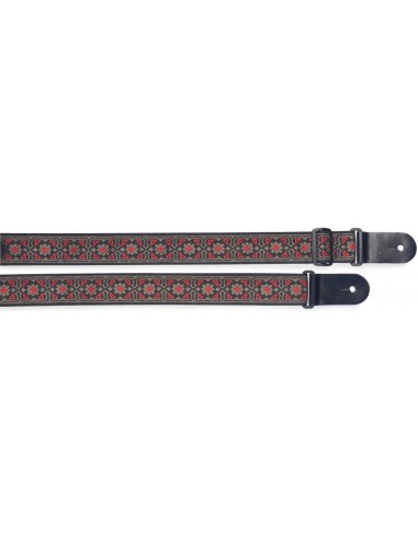 Woven nylon guitar strap with flower...