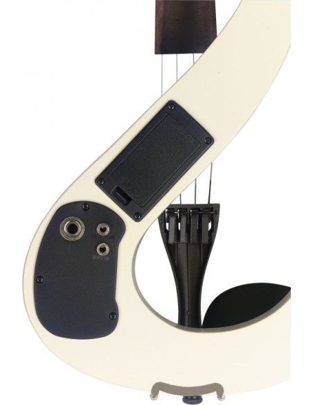 4/4 electric violin set with S-shaped white electric violin, soft case and headphones