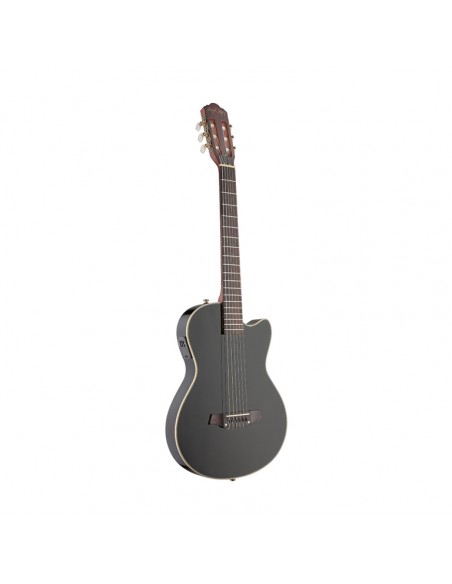 4/4 cutaway electric classical guitar with solid body, black