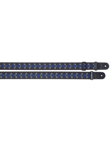Woven nylon guitar strap with "Skull...