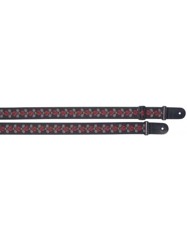 Woven nylon guitar strap with "Skull...