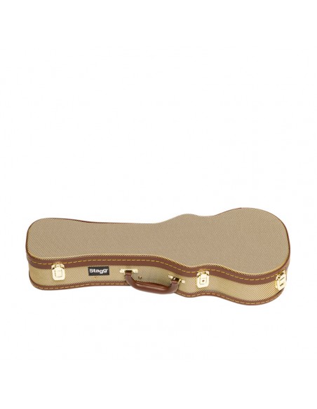 Vintage-style series gold tweed deluxe hardshell case for concert ukulele