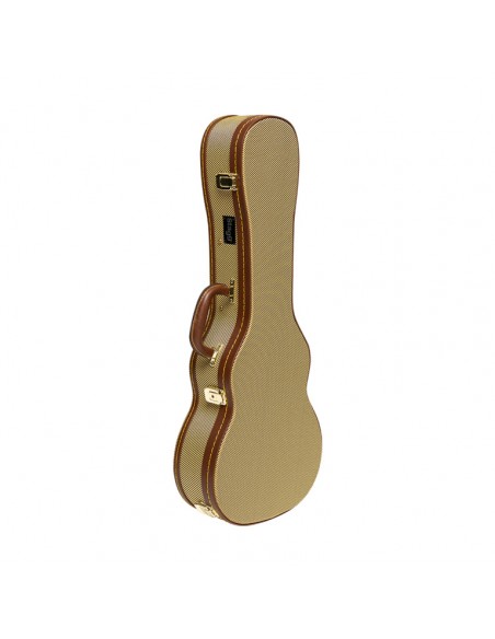 Vintage-style series gold tweed deluxe hardshell case for tenor ukulele