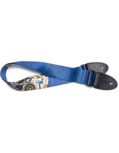 Blue terylene guitar strap with big...