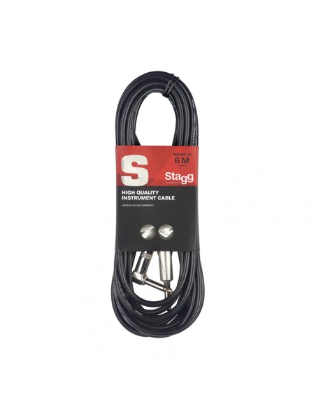 Instrument cable, jack/jack (m/m, straight/L-shaped), 6 m (20"), heavy-duty connectors, S-series