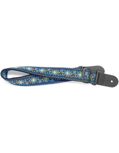 Woven nylon guitar strap with blue...