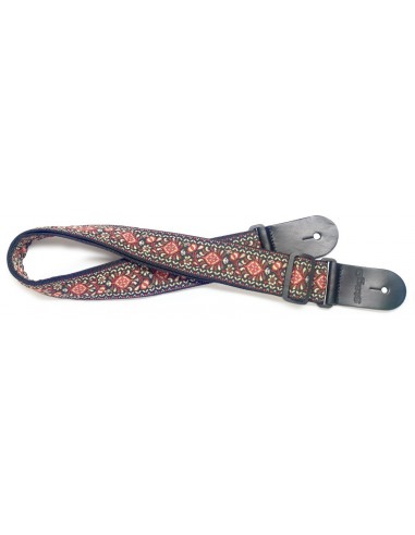 Woven nylon guitar strap with brown...
