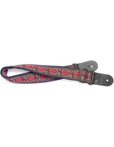 Woven nylon guitar strap with red...