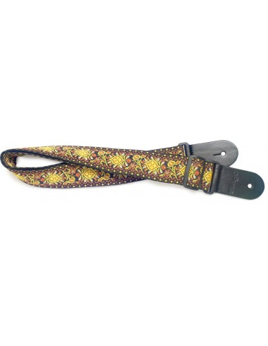 Woven nylon guitar strap with yellow...