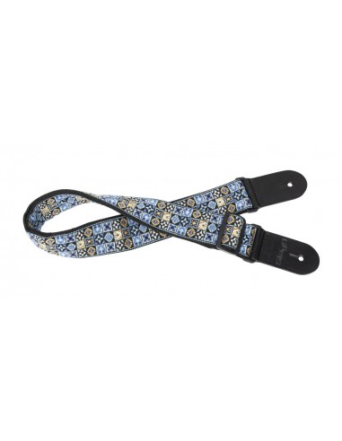 Woven nylon guitar strap with blue...