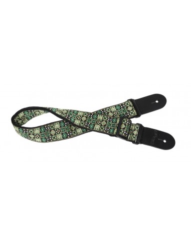 Woven nylon guitar strap with green...