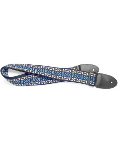 Woven nylon guitar strap with blue...