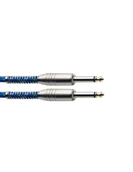 Instrument cable, jack/jack (m/m), 6 m (20"), blue, vintage tweed style, S-series