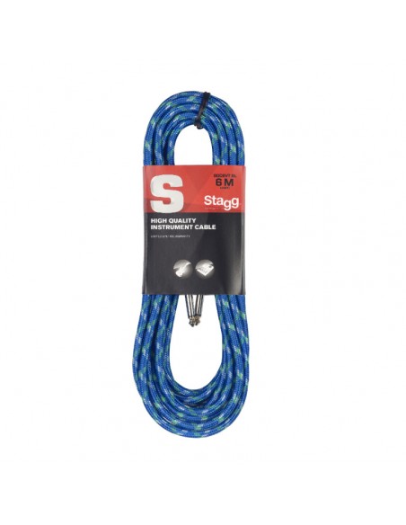 Instrument cable, jack/jack (m/m), 6 m (20"), blue, vintage tweed style, S-series