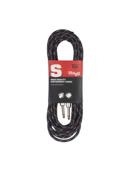 Instrument cable, jack/jack (m/m), 6 m (20"), black, vintage tweed style, S-series