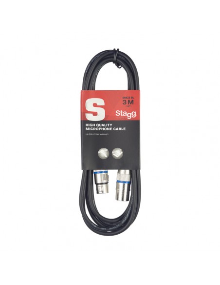 Microphone cable, XLR/XLR (m/f), 3 m (10'), blue ring